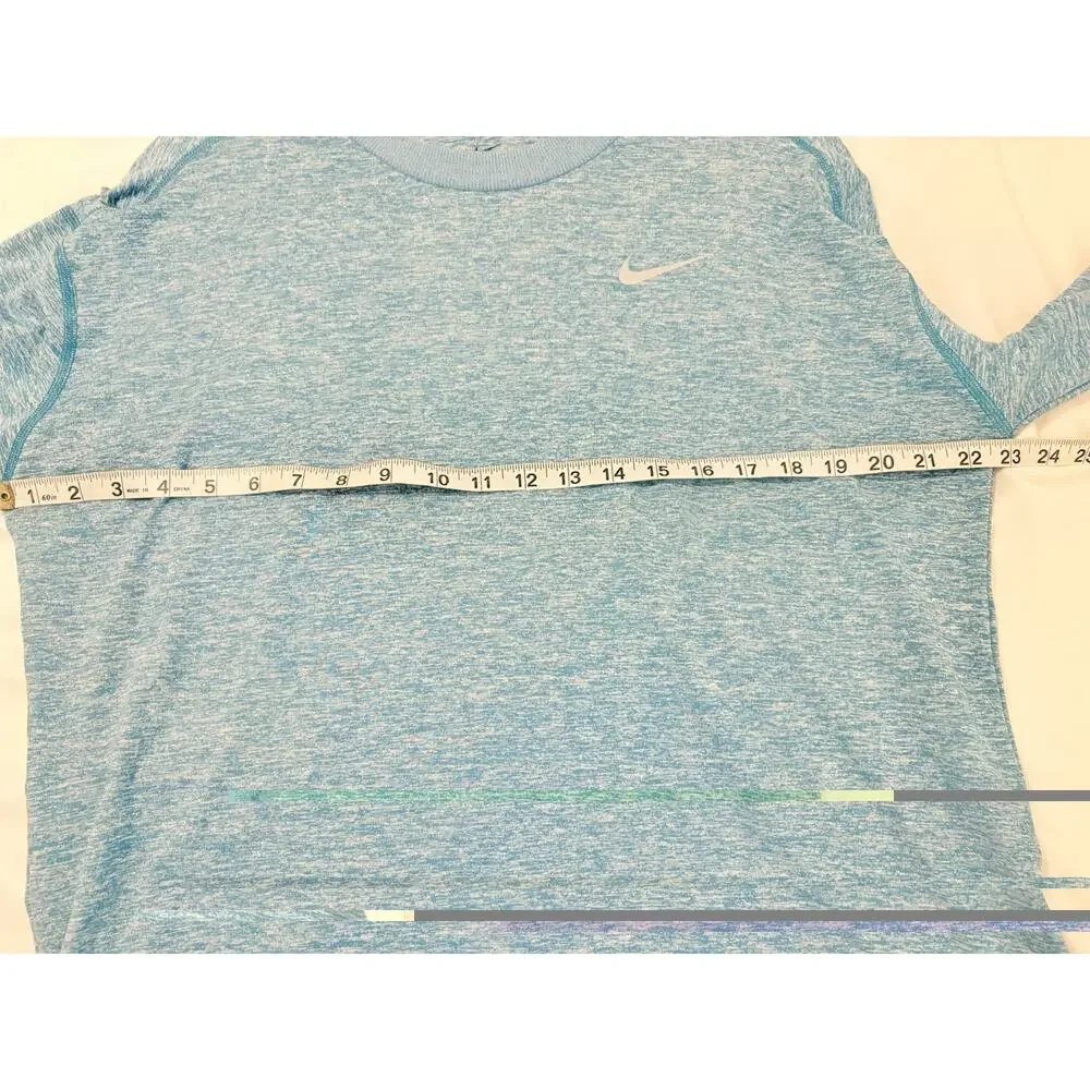 Nike Dry For Women’s Long Sleeve Teal Blue Shirt Size L Thumb Slit On Sleeves